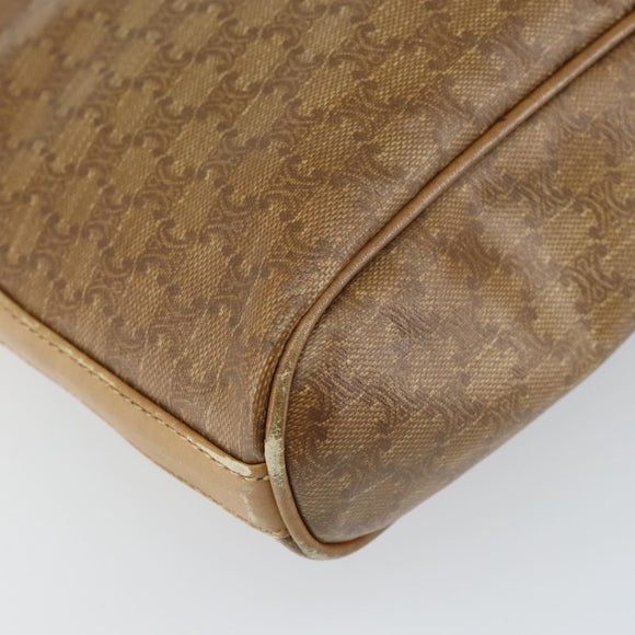 CELINE Macadam Canvas Shoulder Bag PVC Beige Gold Auth bs32978