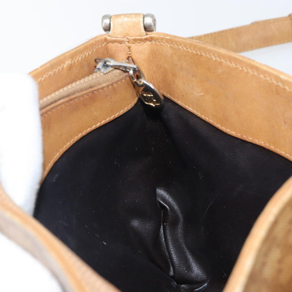 CELINE Macadam Canvas Shoulder Bag PVC Beige Gold Auth bs32978