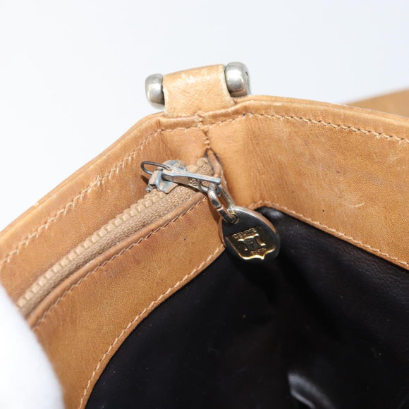 CELINE Macadam Canvas Shoulder Bag PVC Beige Gold Auth bs32978