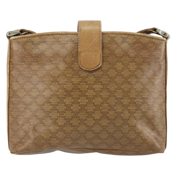 CELINE Macadam Canvas Shoulder Bag PVC Beige Gold Auth bs32978