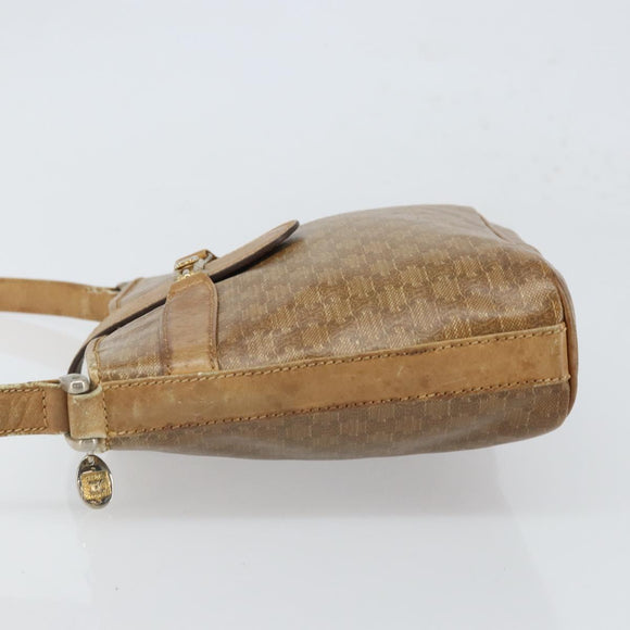 CELINE Macadam Canvas Shoulder Bag PVC Beige Gold Auth bs32978