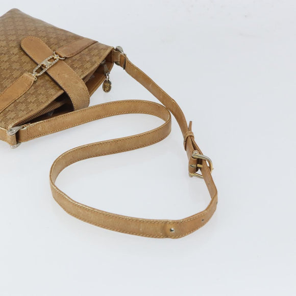 CELINE Macadam Canvas Shoulder Bag PVC Beige Gold Auth bs32978