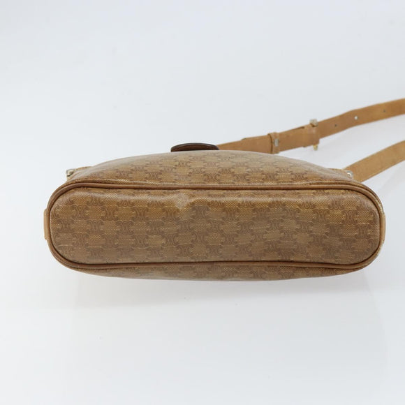 CELINE Macadam Canvas Shoulder Bag PVC Beige Gold Auth bs32978