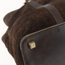 CELINE C Macadam Canvas Hand Bag Suede Brown Gold Auth bs32980-16