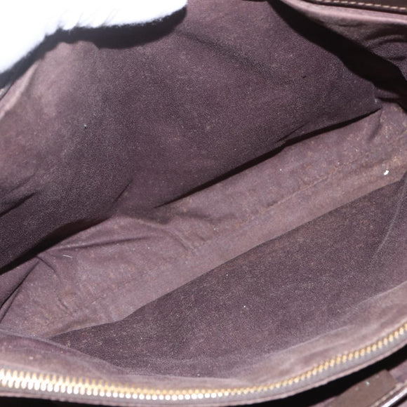 CELINE C Macadam Canvas Hand Bag Suede Brown Gold Auth bs32980