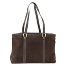CELINE C Macadam Canvas Hand Bag Suede Brown Gold Auth bs32980-13