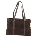 CELINE C Macadam Canvas Hand Bag Suede Brown Gold Auth bs32980-2