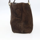 CELINE C Macadam Canvas Hand Bag Suede Brown Gold Auth bs32980-3
