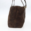 CELINE C Macadam Canvas Hand Bag Suede Brown Gold Auth bs32980-4