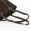 CELINE C Macadam Canvas Hand Bag Suede Brown Gold Auth bs32980-7
