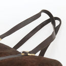 CELINE C Macadam Canvas Hand Bag Suede Brown Gold Auth bs32980-8