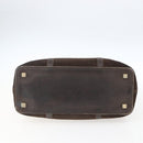 CELINE C Macadam Canvas Hand Bag Suede Brown Gold Auth bs32980-5