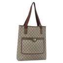 GUCCI GG Plus Supreme Web Sherry Line Tote Bag PVC Beige Red Green Auth bs32982-1