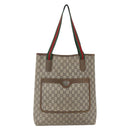 GUCCI GG Plus Supreme Web Sherry Line Tote Bag PVC Beige Red Green Auth bs32982-13