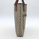 GUCCI GG Plus Supreme Web Sherry Line Tote Bag PVC Beige Red Green Auth bs32982-3