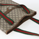 GUCCI GG Plus Supreme Web Sherry Line Tote Bag PVC Beige Red Green Auth bs32982-6