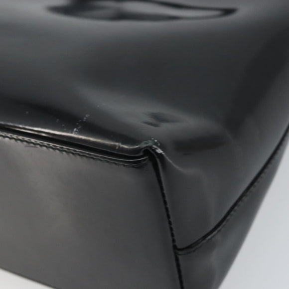 GUCCI Bamboo Hand Bag Patent leather Silver Black 001 1998 3008 Auth bs32983