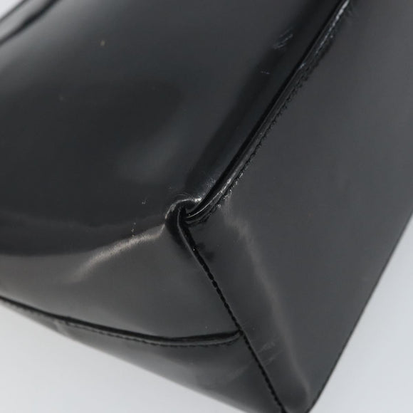 GUCCI Bamboo Hand Bag Patent leather Silver Black 001 1998 3008 Auth bs32983