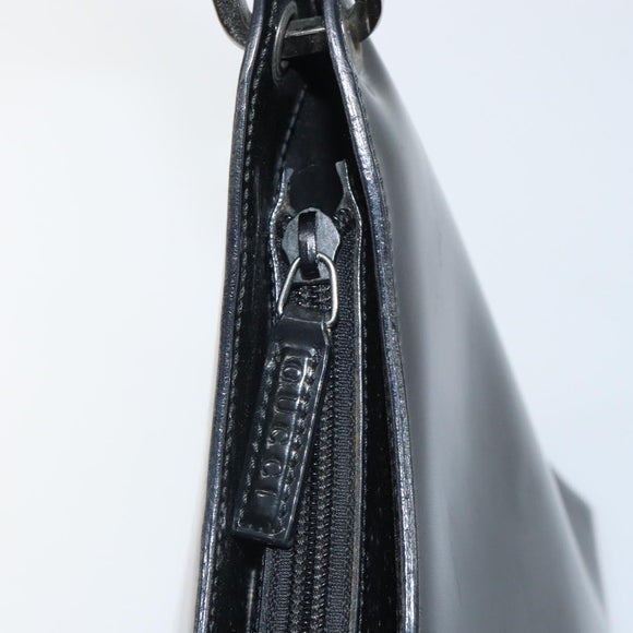 GUCCI Bamboo Hand Bag Patent leather Silver Black 001 1998 3008 Auth bs32983