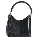 GUCCI Bamboo Hand Bag Patent leather Silver Black 001 1998 3008 Auth bs32983-1