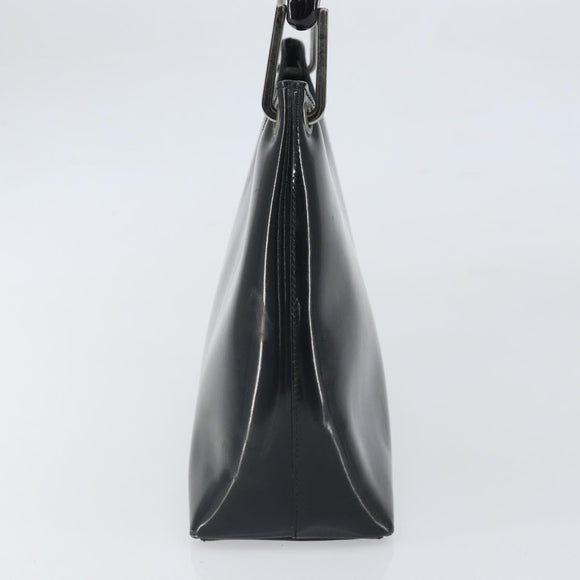 GUCCI Bamboo Hand Bag Patent leather Silver Black 001 1998 3008 Auth bs32983