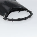 GUCCI Bamboo Hand Bag Patent leather Silver Black 001 1998 3008 Auth bs32983-7