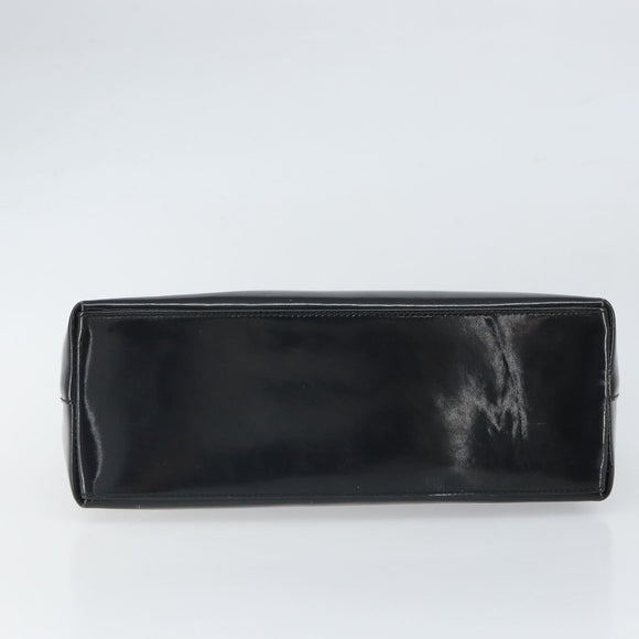 GUCCI Bamboo Hand Bag Patent leather Silver Black 001 1998 3008 Auth bs32983