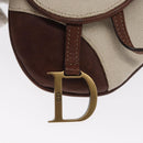Christian Dior Saddle Waist bag Canvas Leather White Auth bs32984-9
