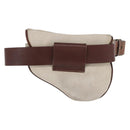 Christian Dior Saddle Waist bag Canvas Leather White Auth bs32984-2