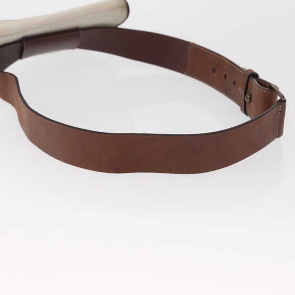 Christian Dior Saddle Waist bag Canvas Leather White Auth bs32984