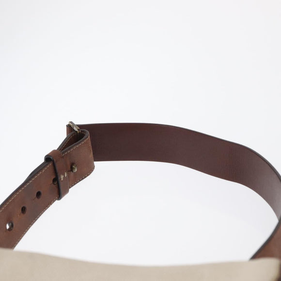 Christian Dior Saddle Waist bag Canvas Leather White Auth bs32984