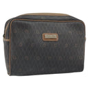 Christian Dior Honeycomb Canvas Clutch Bag PVC Black Auth bs32985-1