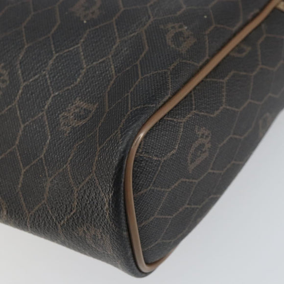 Christian Dior Honeycomb Canvas Clutch Bag PVC Black Auth bs32985