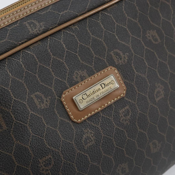 Christian Dior Honeycomb Canvas Clutch Bag PVC Black Auth bs32985