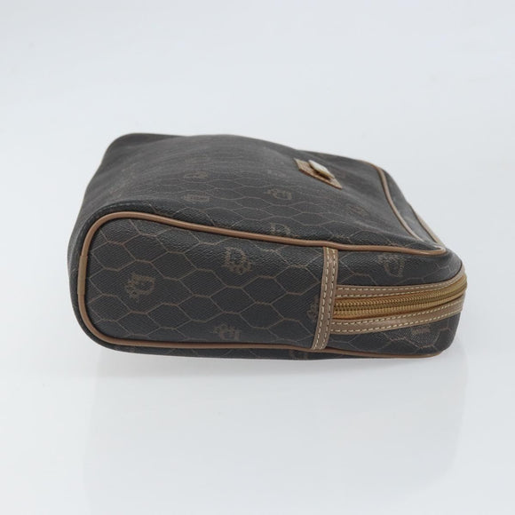 Christian Dior Honeycomb Canvas Clutch Bag PVC Black Auth bs32985