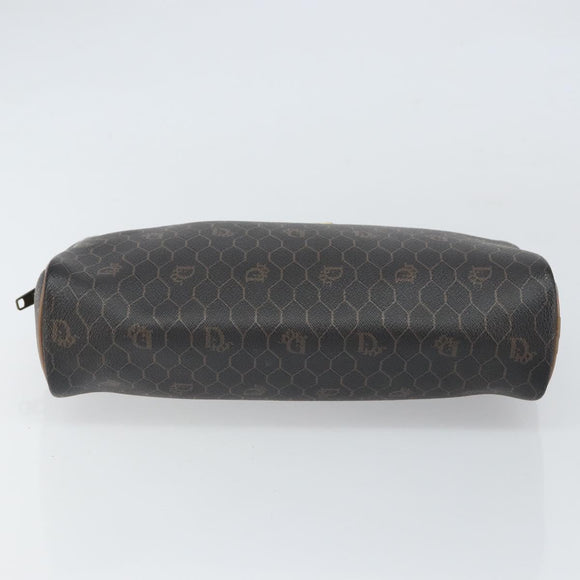 Christian Dior Honeycomb Canvas Clutch Bag PVC Black Auth bs32985