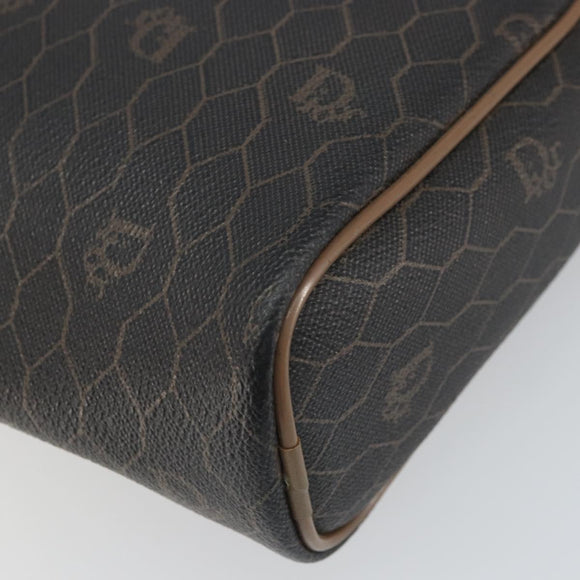 Christian Dior Honeycomb Canvas Clutch Bag PVC Black Auth bs32985