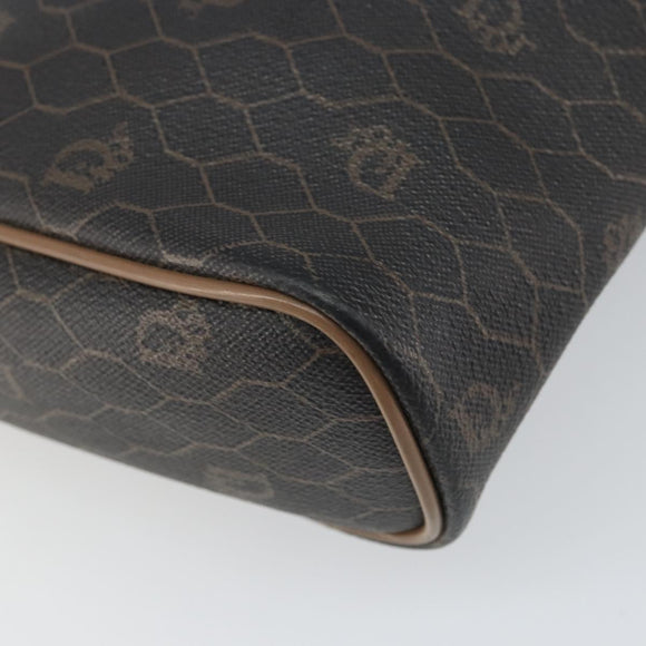 Christian Dior Honeycomb Canvas Clutch Bag PVC Black Auth bs32985