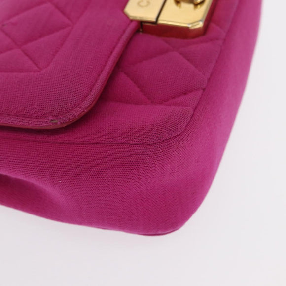 CHANEL Matelasse Chain Shoulder Bag Cotton Pink Gold CC Auth bs32986