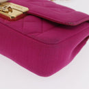 CHANEL Matelasse Chain Shoulder Bag Cotton Pink Gold CC Auth bs32986-15