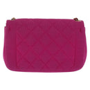 CHANEL Matelasse Chain Shoulder Bag Cotton Pink Gold CC Auth bs32986-2