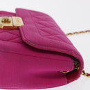 CHANEL Matelasse Chain Shoulder Bag Cotton Pink Gold CC Auth bs32986-4