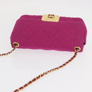 CHANEL Matelasse Chain Shoulder Bag Cotton Pink Gold CC Auth bs32986-7