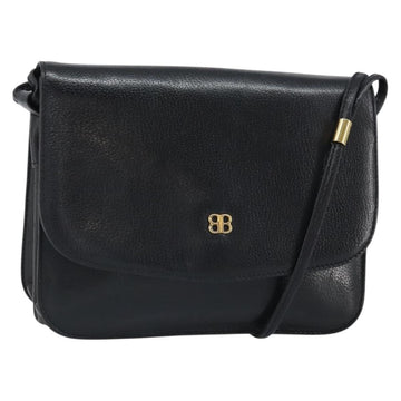 GIVENCHY Shoulder Bag Leather Black Gold Auth bs32997