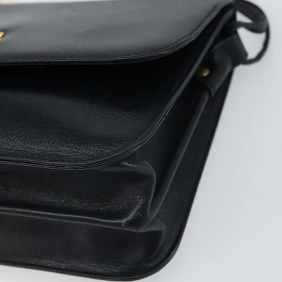 GIVENCHY Shoulder Bag Leather Black Gold Auth bs32997