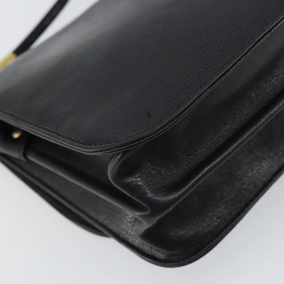 GIVENCHY Shoulder Bag Leather Black Gold Auth bs32997