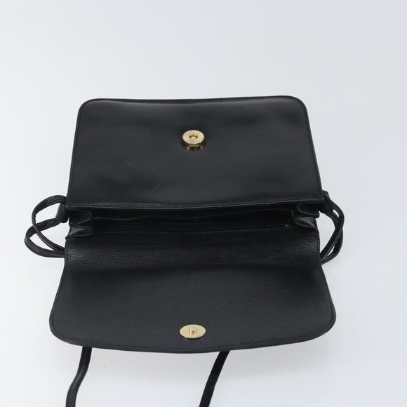 GIVENCHY Shoulder Bag Leather Black Gold Auth bs32997