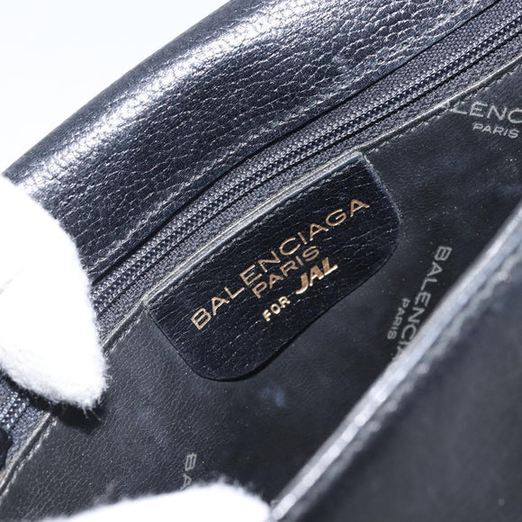 GIVENCHY Shoulder Bag Leather Black Gold Auth bs32997