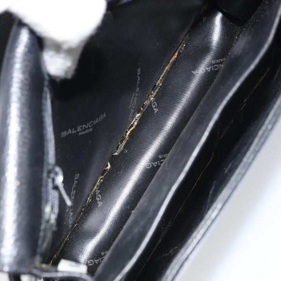 GIVENCHY Shoulder Bag Leather Black Gold Auth bs32997