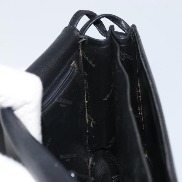 GIVENCHY Shoulder Bag Leather Black Gold Auth bs32997